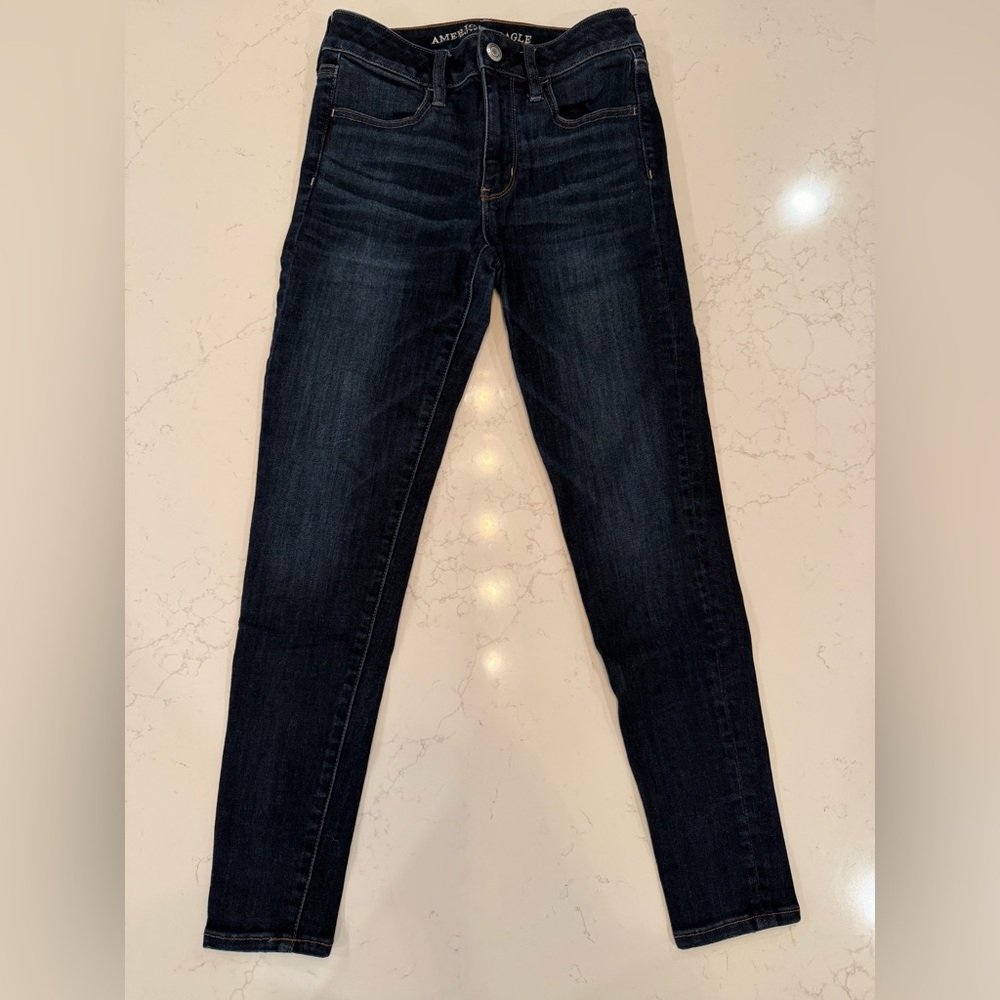 American Eagle Outfitters Dark Indigo Jeggings  4 short